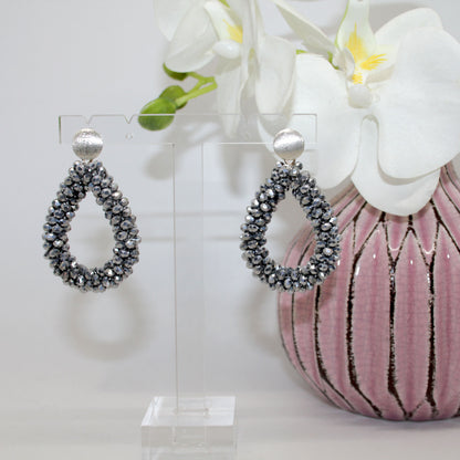 Glitzertropfen Silber Ohrring