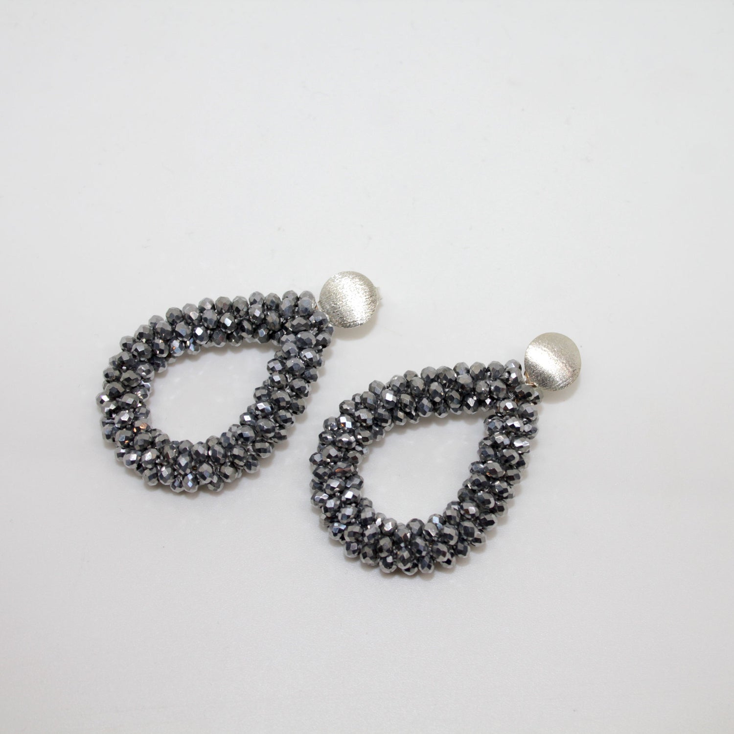 Glitzertropfen Silber Ohrring
