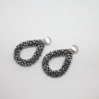 Glitzertropfen Silber Ohrring