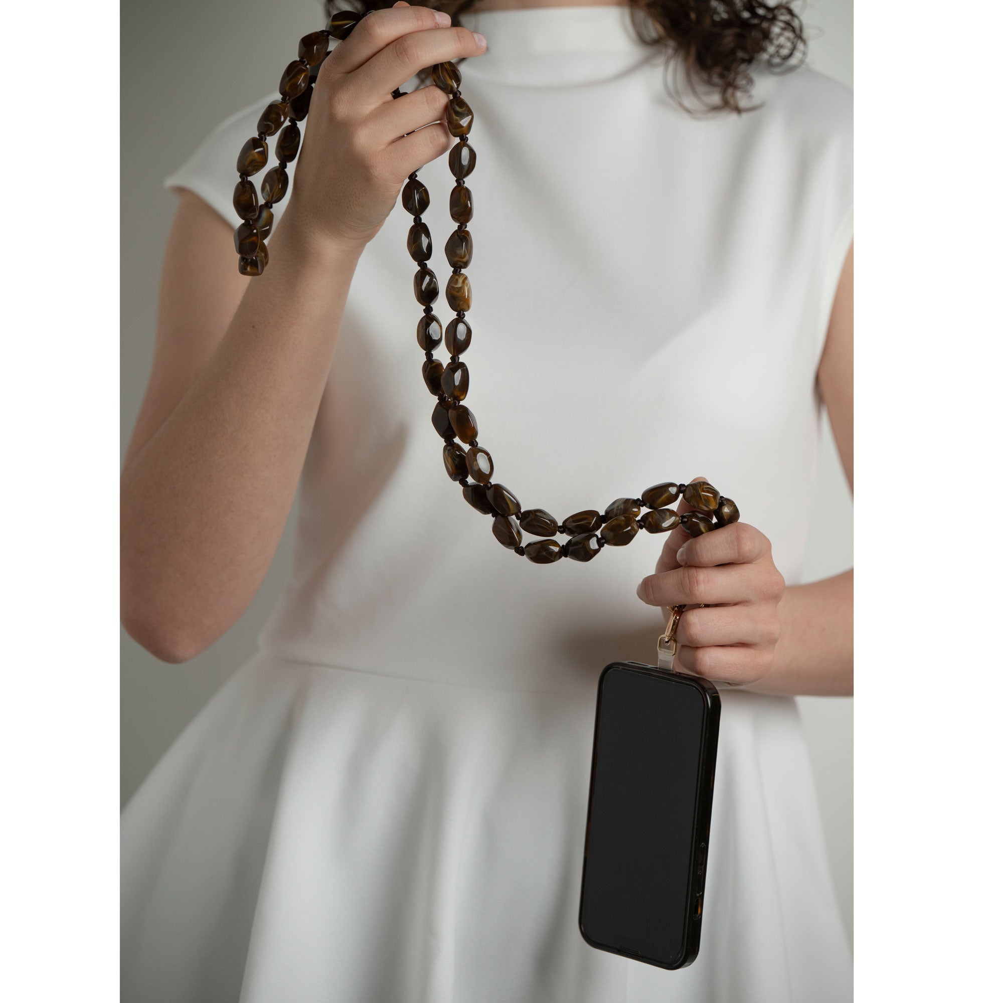 Handykette braun lang