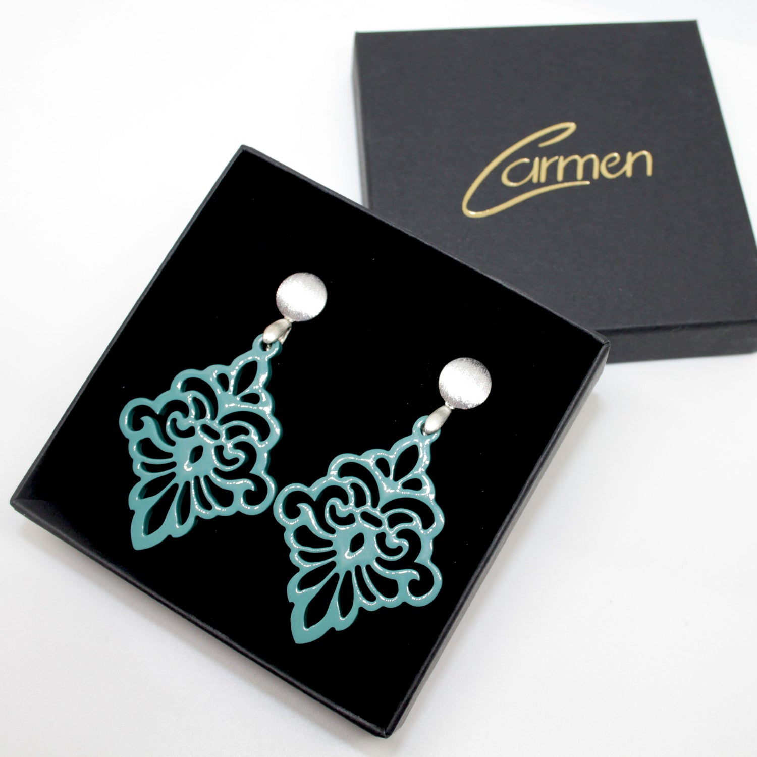 Velvet Türkisgrün Hornohrringe