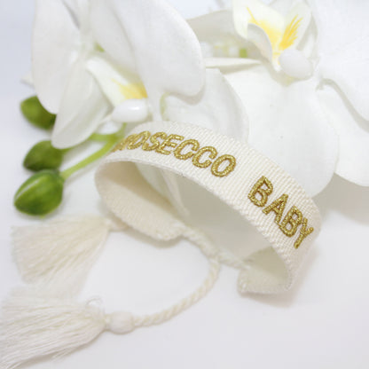 Armband Prosecco Baby Weiß Gold
