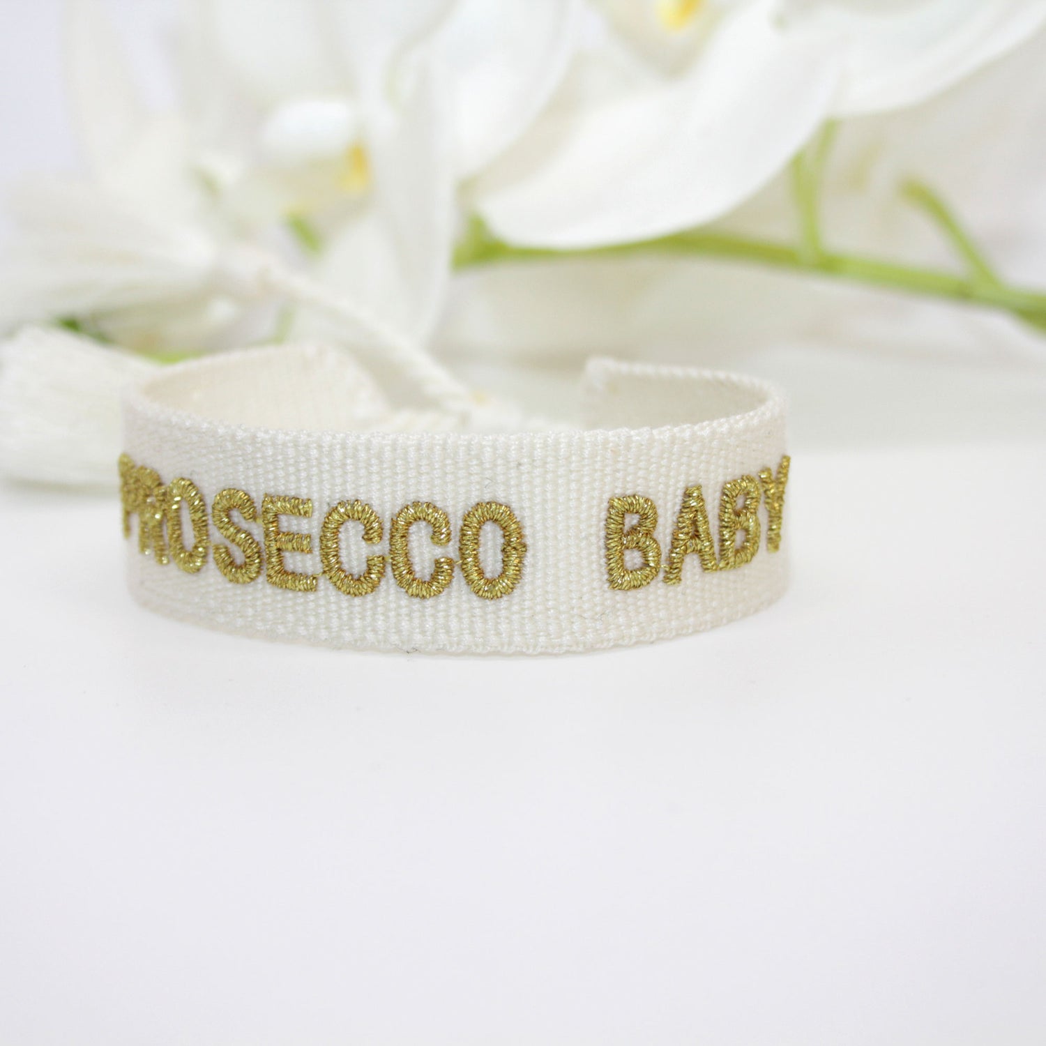 Armband Prosecco Baby Weiß Gold