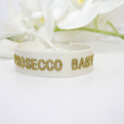 Armband Prosecco Baby Weiß Gold