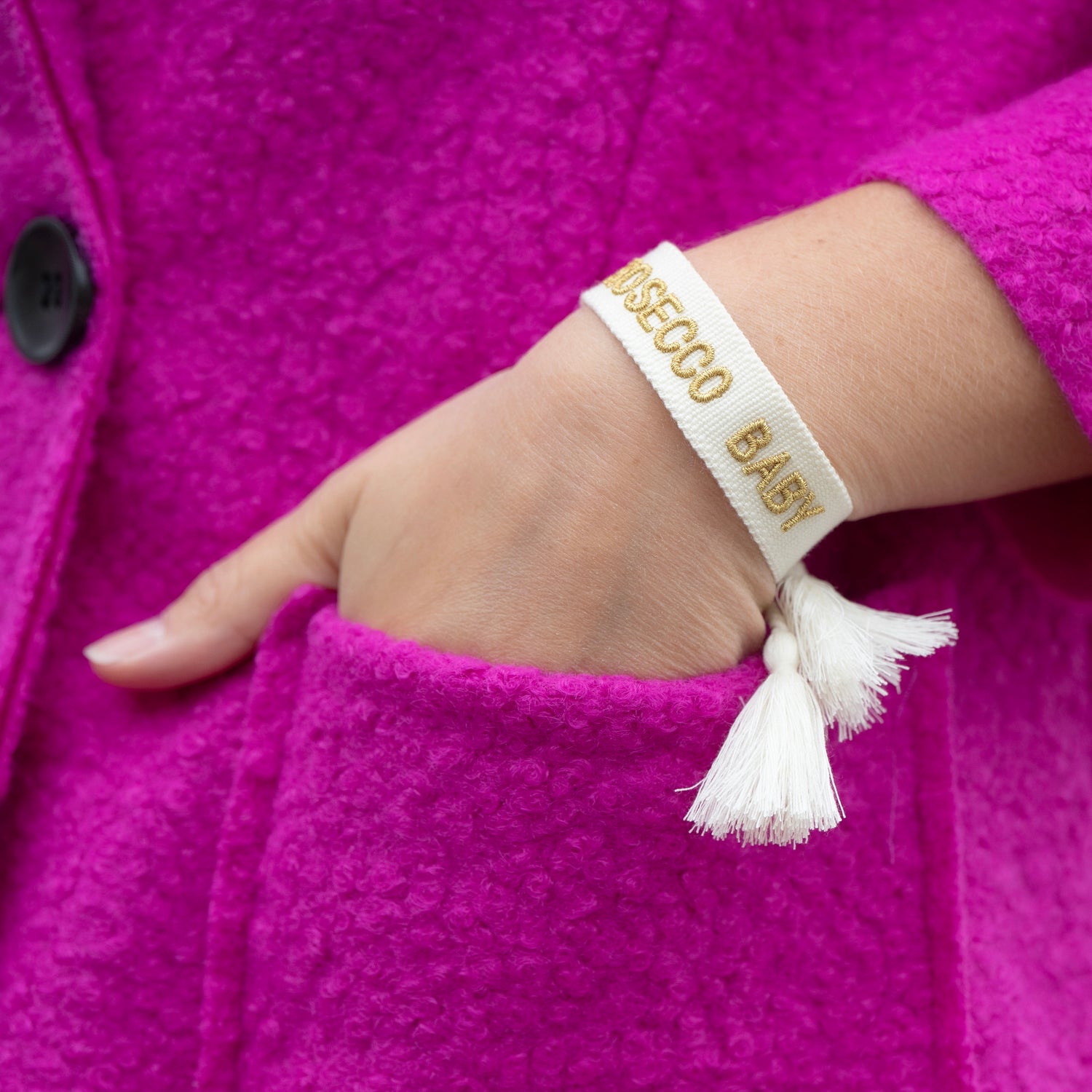 Armband Prosecco Baby Weiß Gold