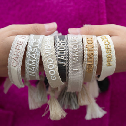Armband Prosecco Baby Weiß Gold