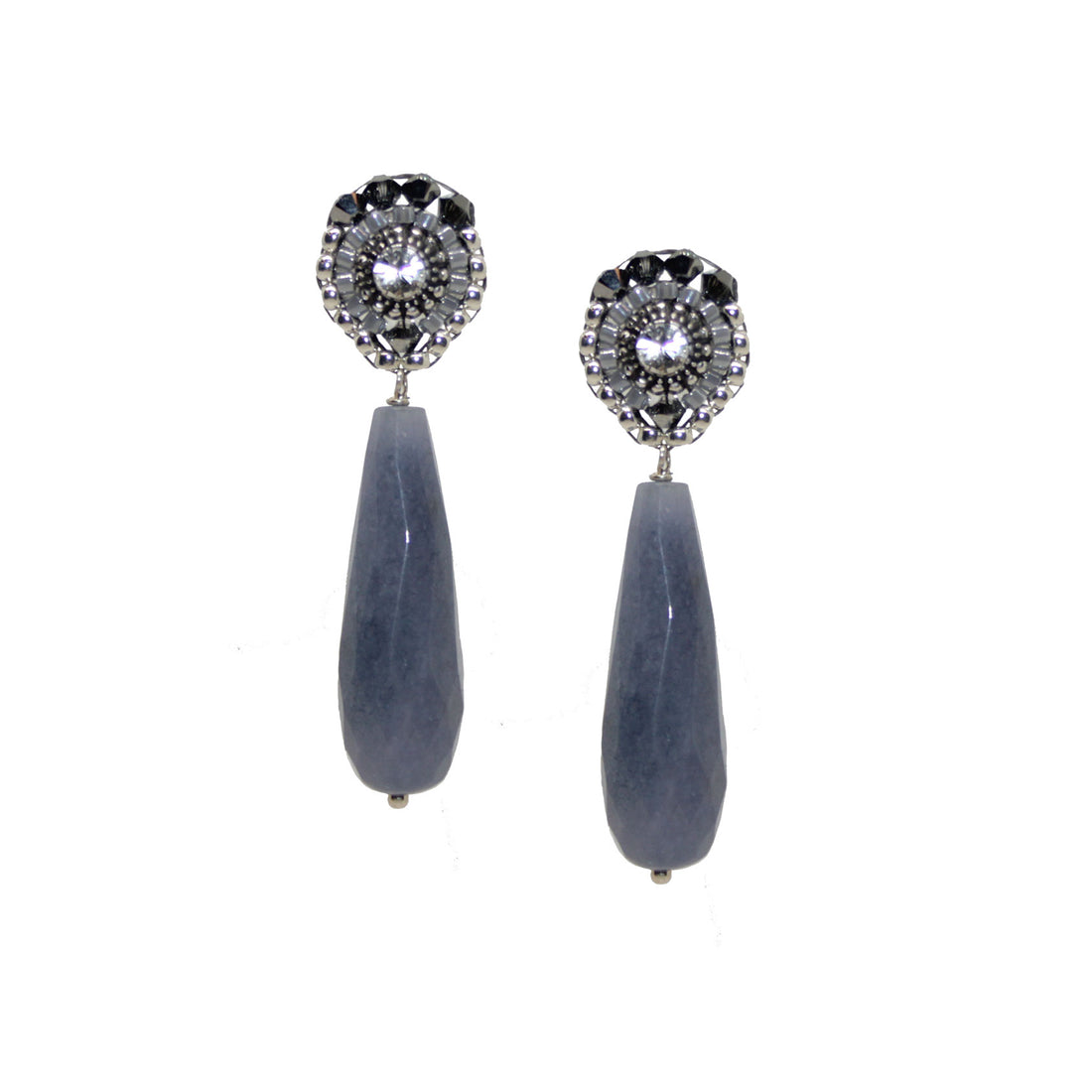 Jade drop grey Ohrring