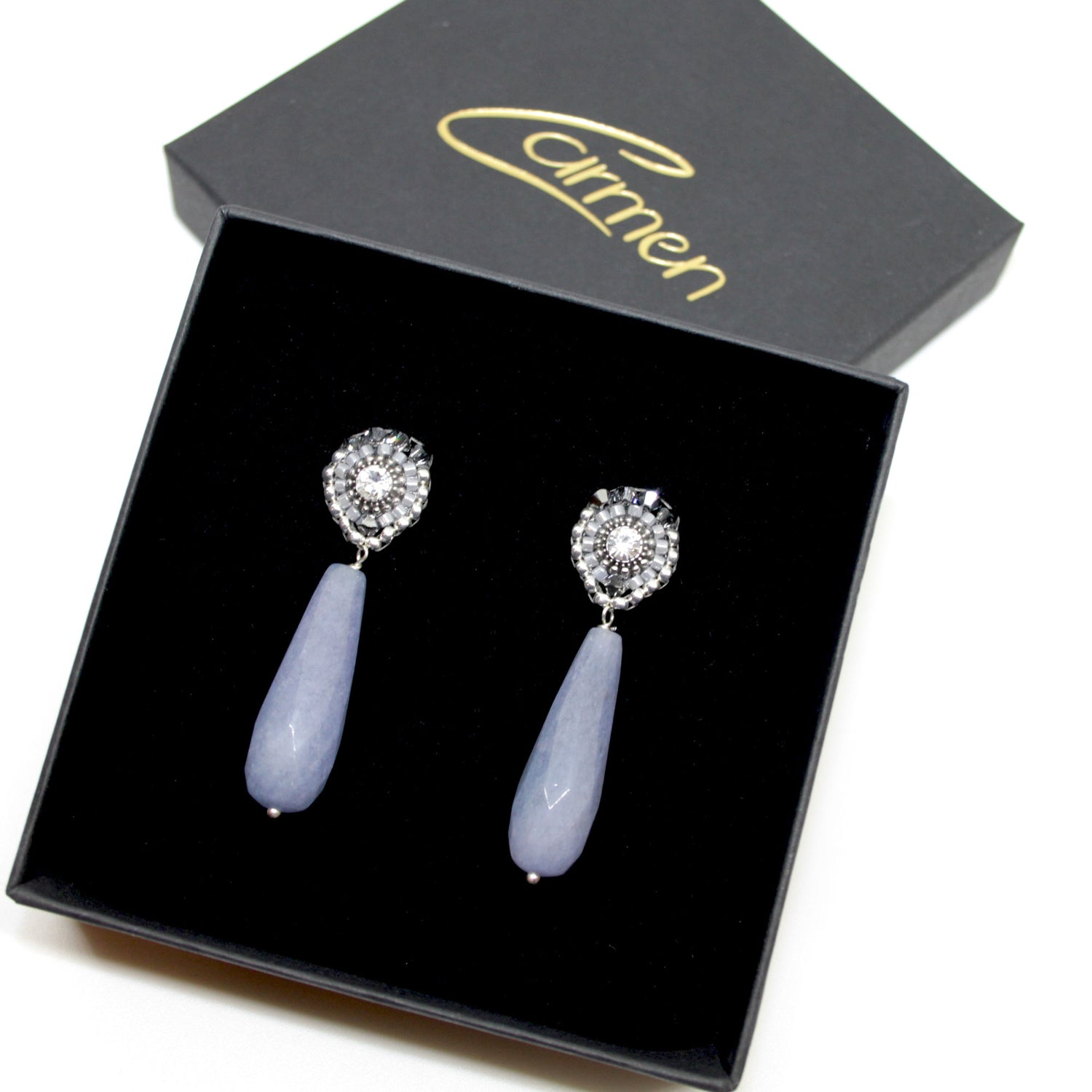 Jade drop grey Ohrring