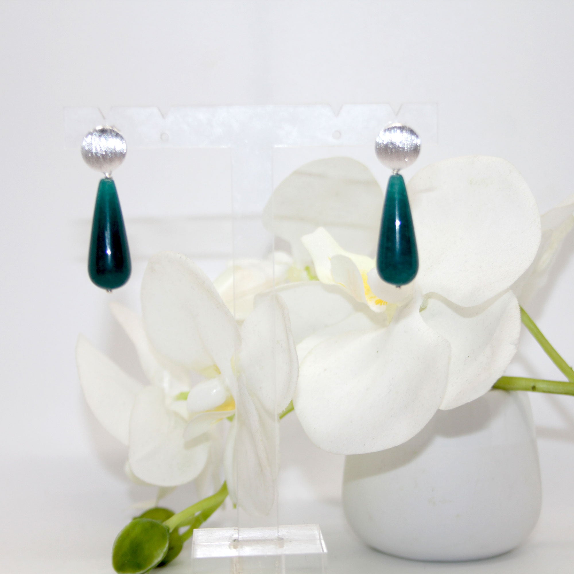 Jade drop Petrol Ohrring
