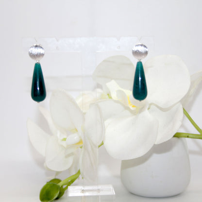 Jade drop Petrol Ohrring