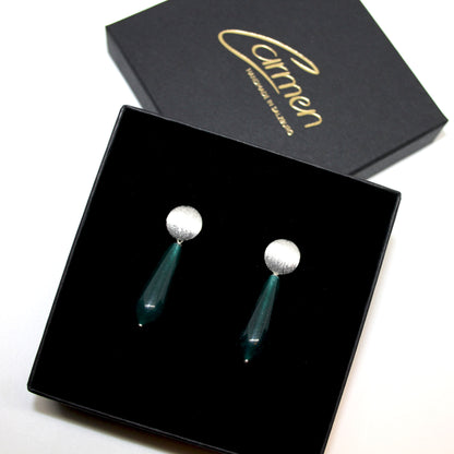 Jade drop Petrol Ohrring