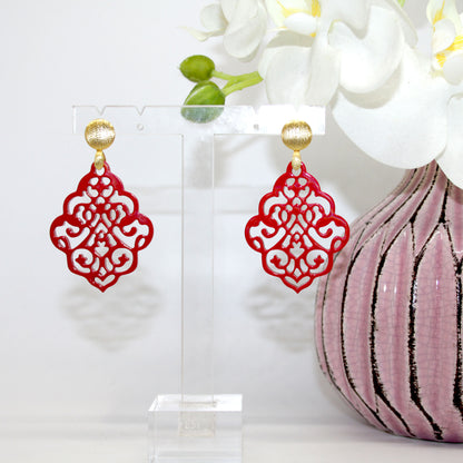 Jessy Rot Hornohrringe