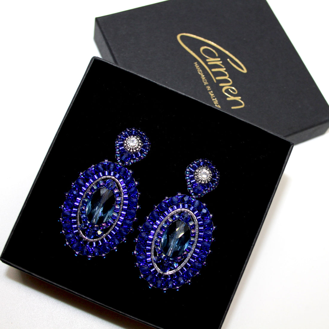 Leyla Elipse Blau Ohrring