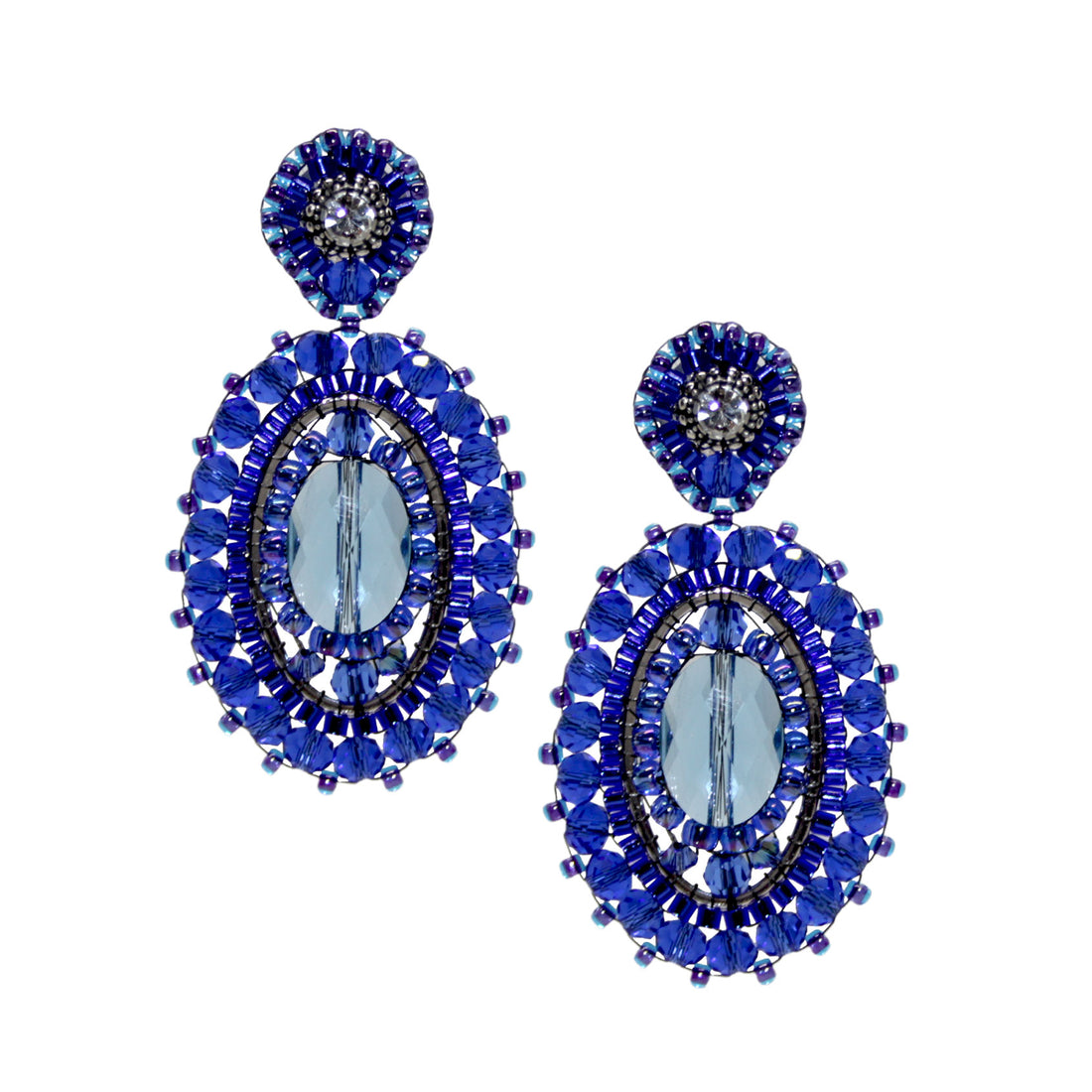 Leyla Elipse Blau Ohrring