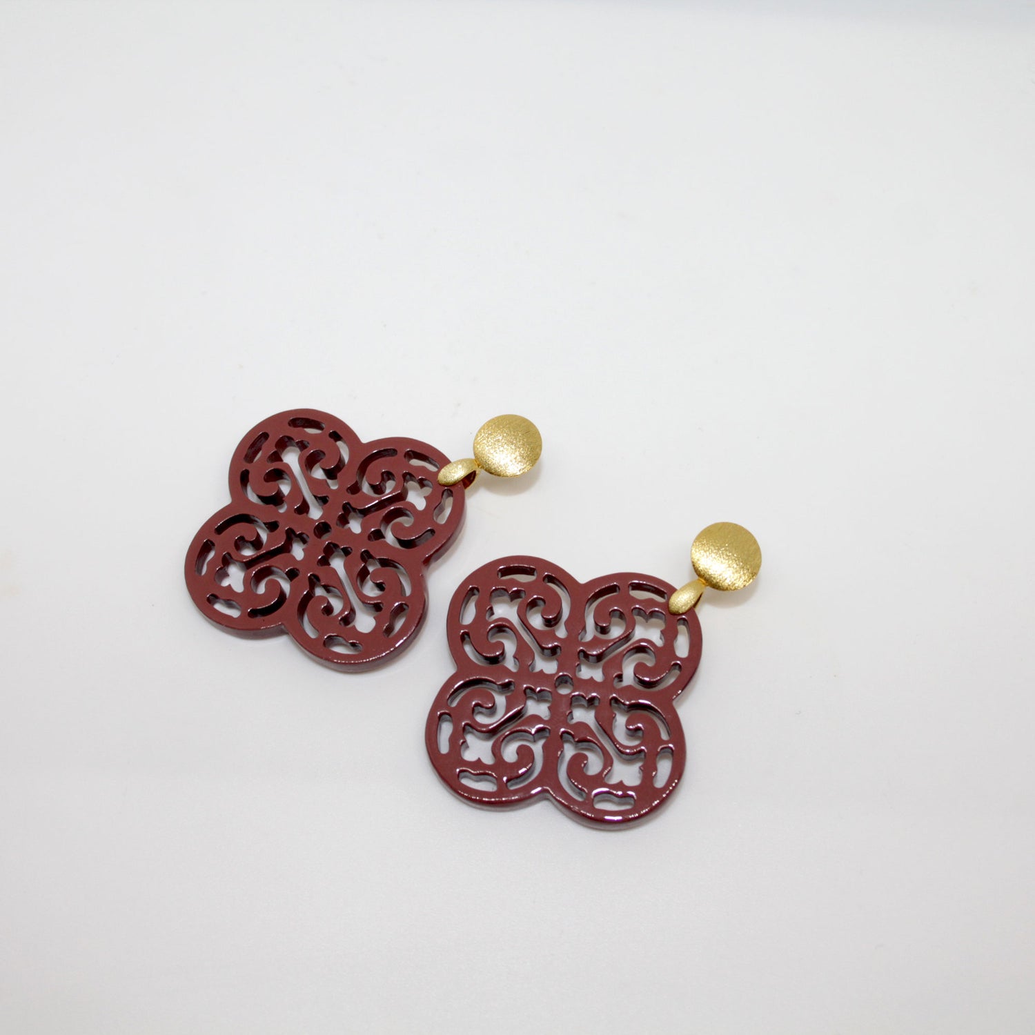 Lucky Clover Rostbraun Hornohrring