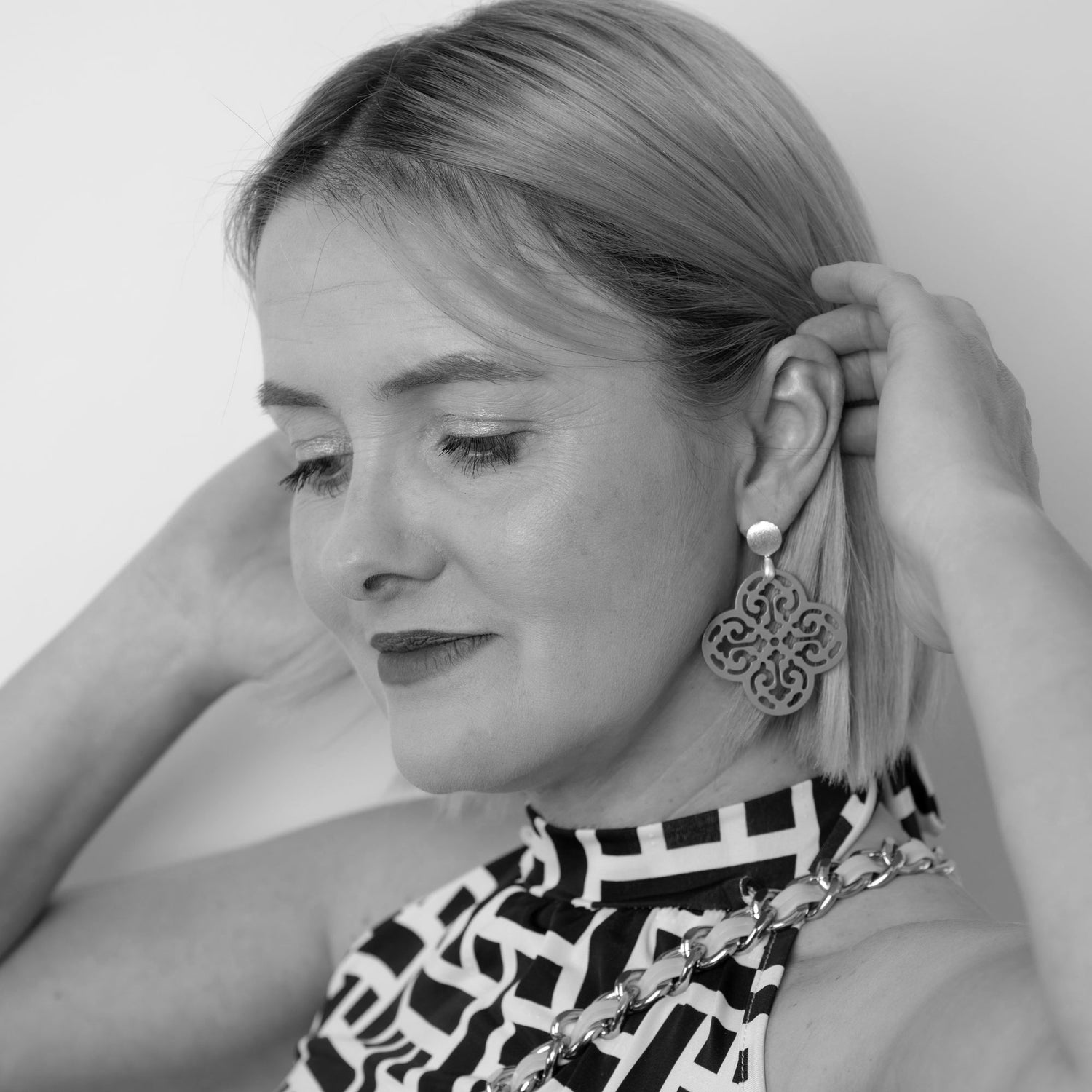 Lucky Clover Rostbraun Hornohrring