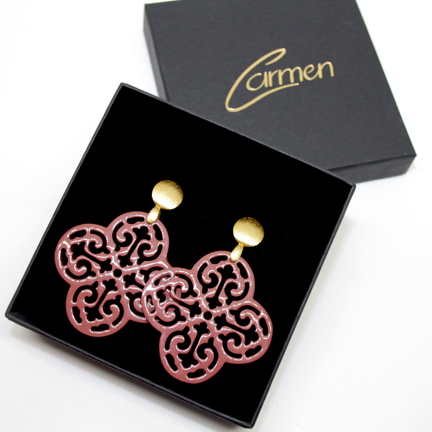 Lucky Clover Rostbraun Hornohrring