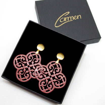 Lucky Clover Rostbraun Hornohrring