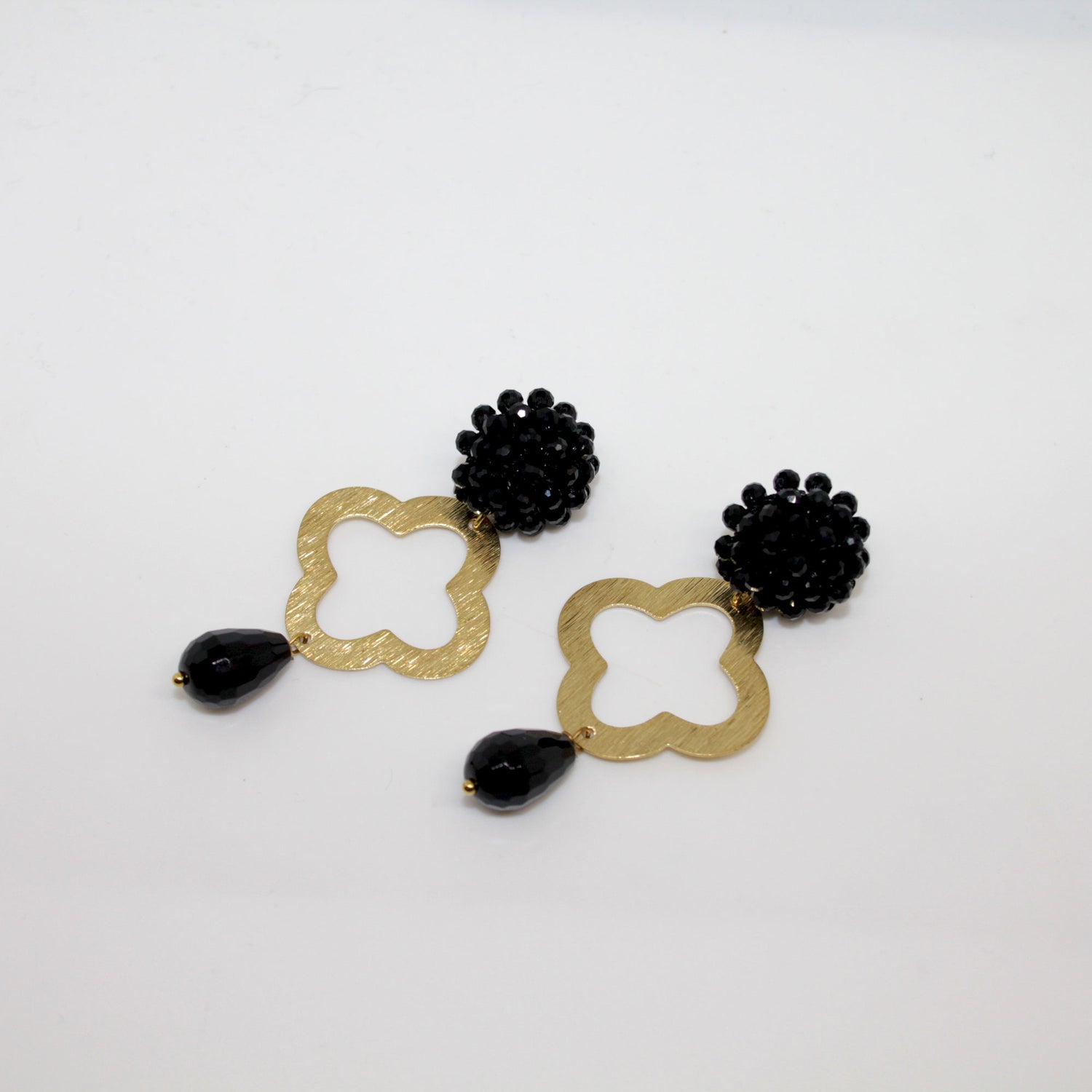 Lucky Clover Black Onyx Ohrring