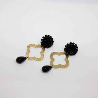 Lucky Clover Black Onyx Ohrring