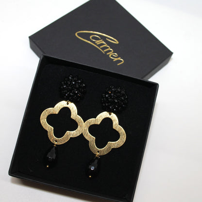 Lucky Clover Black Onyx Ohrring