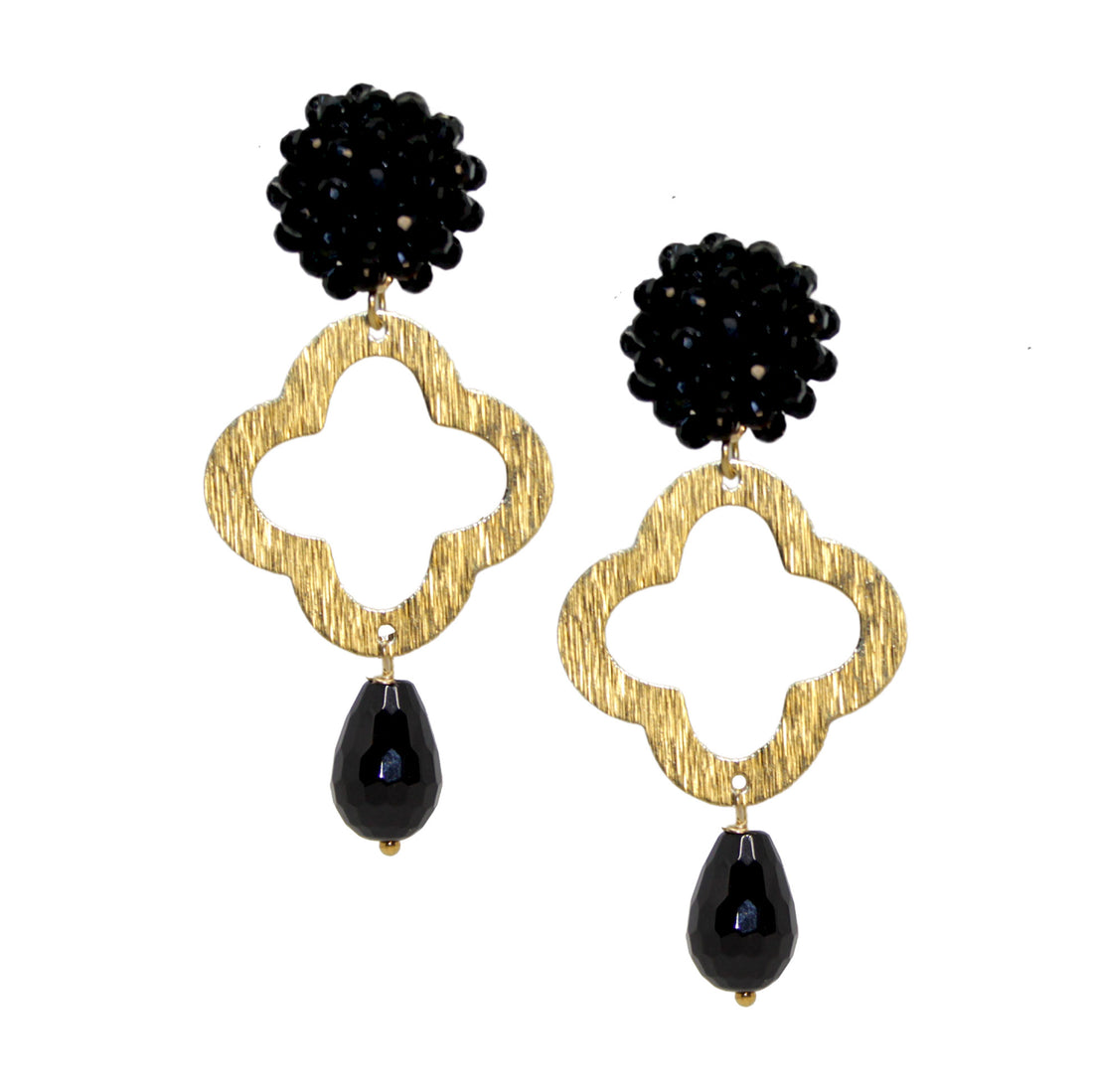 Lucky Clover Black Onyx Ohrring