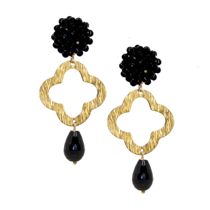 Lucky Clover Black Onyx Ohrring