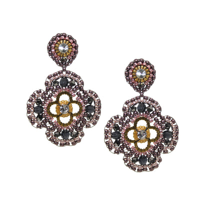 Lucky clover Rose Grey Ohrring handgefertigt