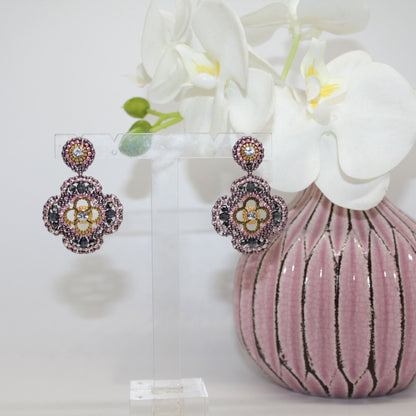 Lucky clover Rose Grey Ohrring handgefertigt