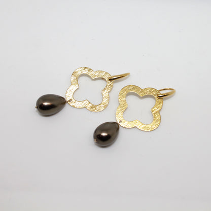 Muschelkern Clover Braun Ohrring