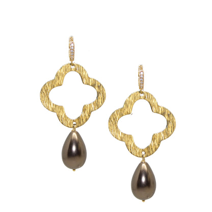 Muschelkern Clover Braun Ohrring