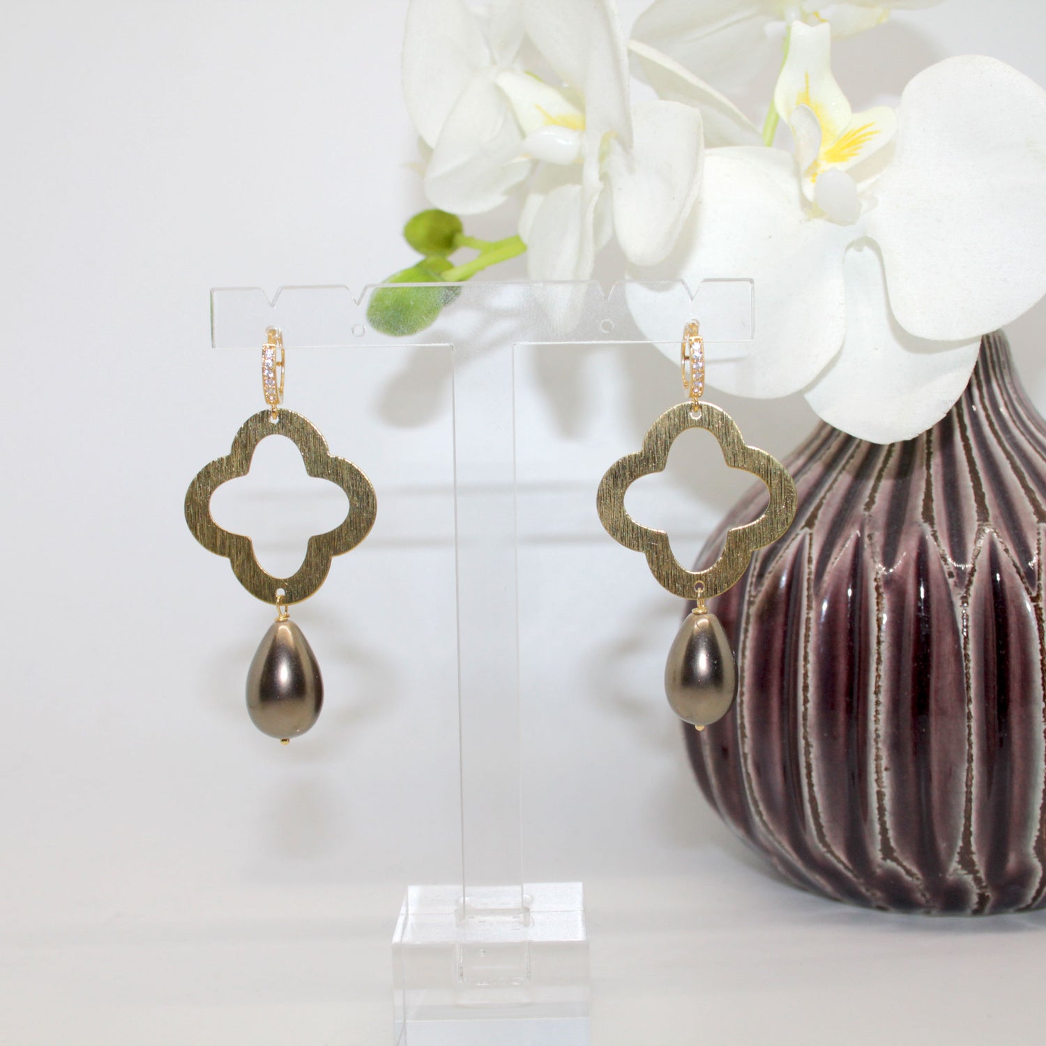 Muschelkern Clover Braun Ohrring