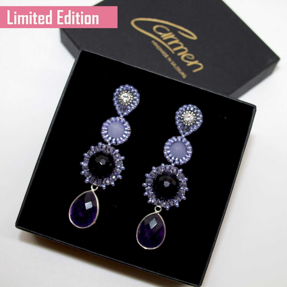 Edelstein Triple Amethyst Ohrring