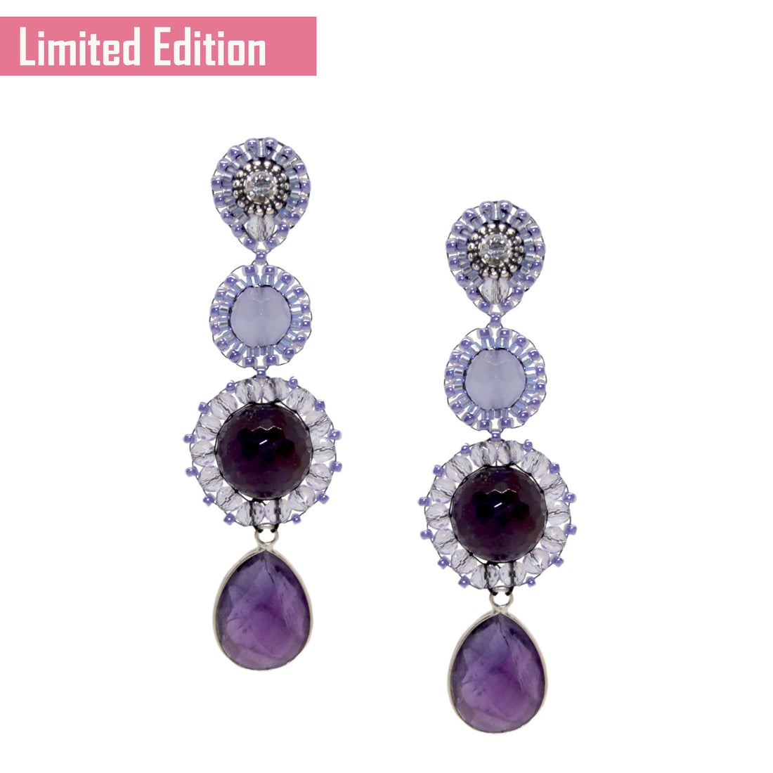Edelstein Triple Amethyst Ohrring