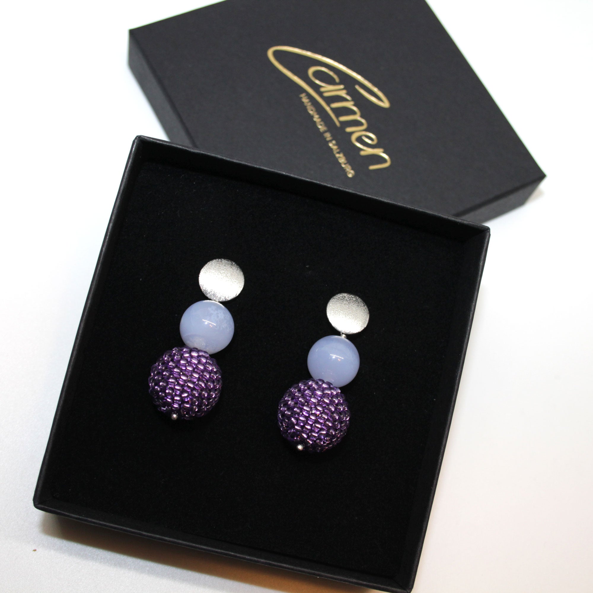 Pearl Ball Lila Ohrring