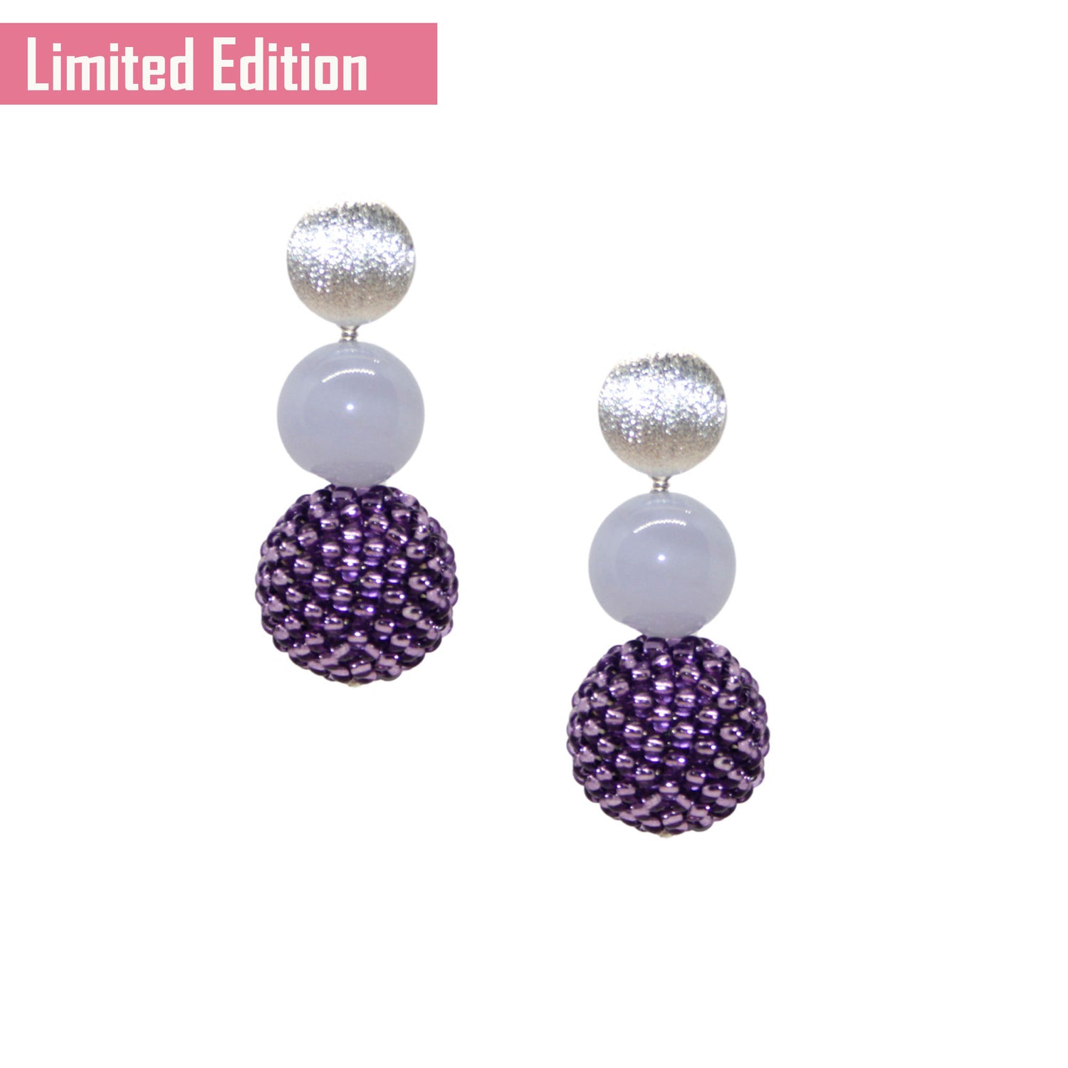 Pearl Ball Lila Ohrring