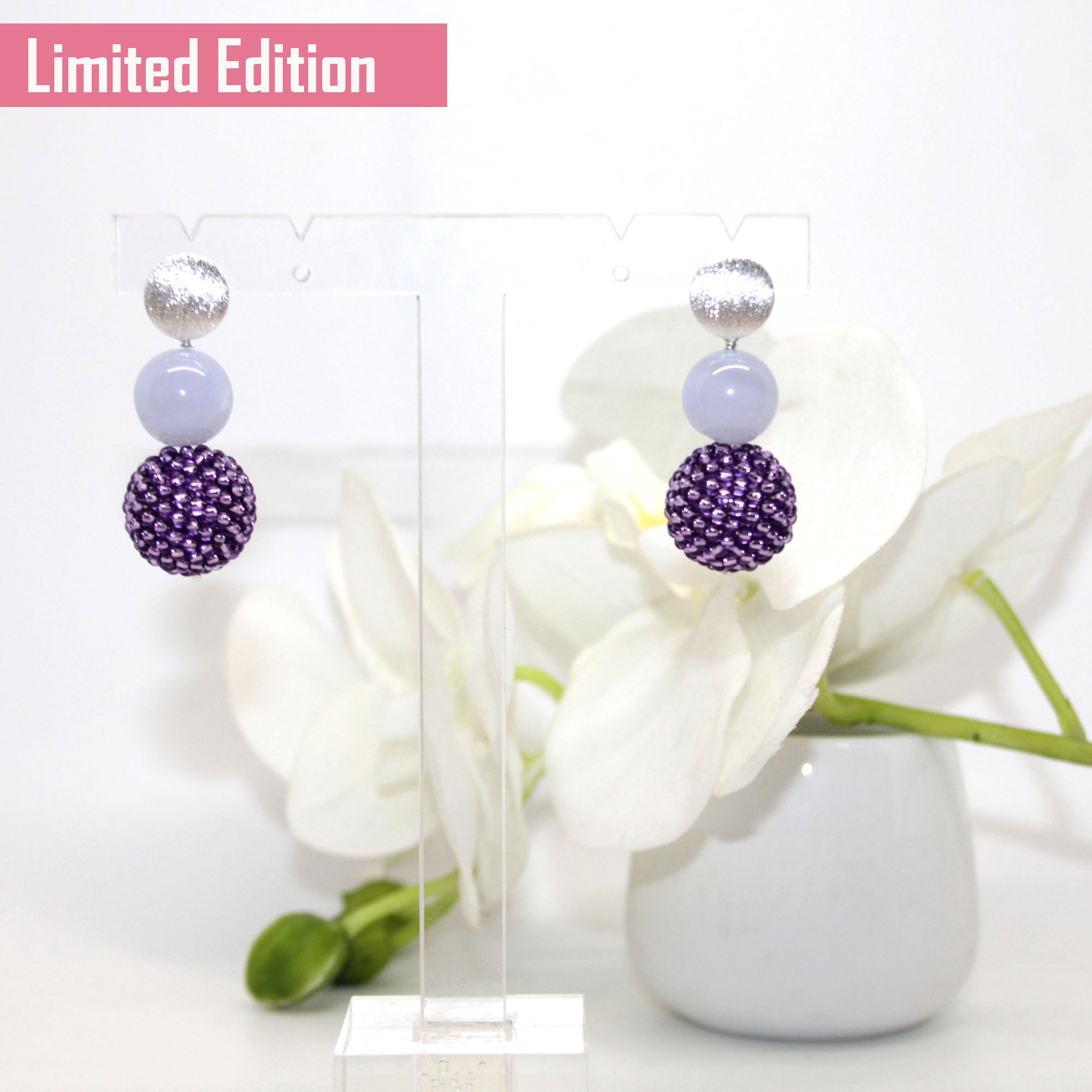 Pearl Ball Lila Ohrring