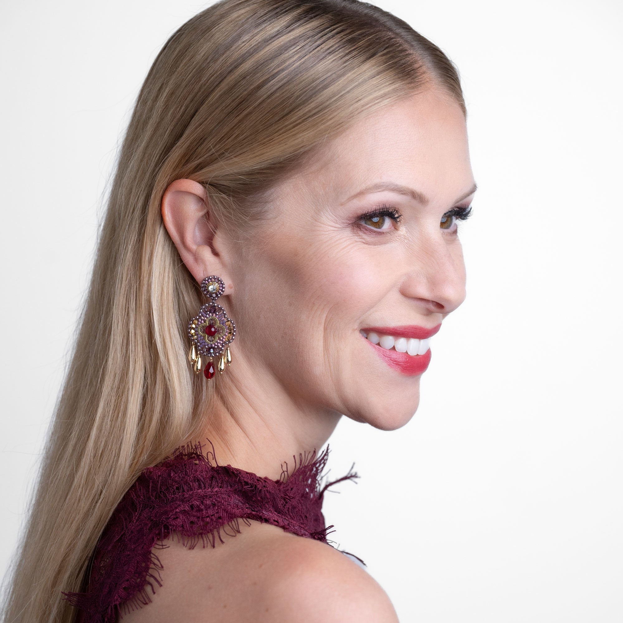 Shining Autumn Star Red Ohrring