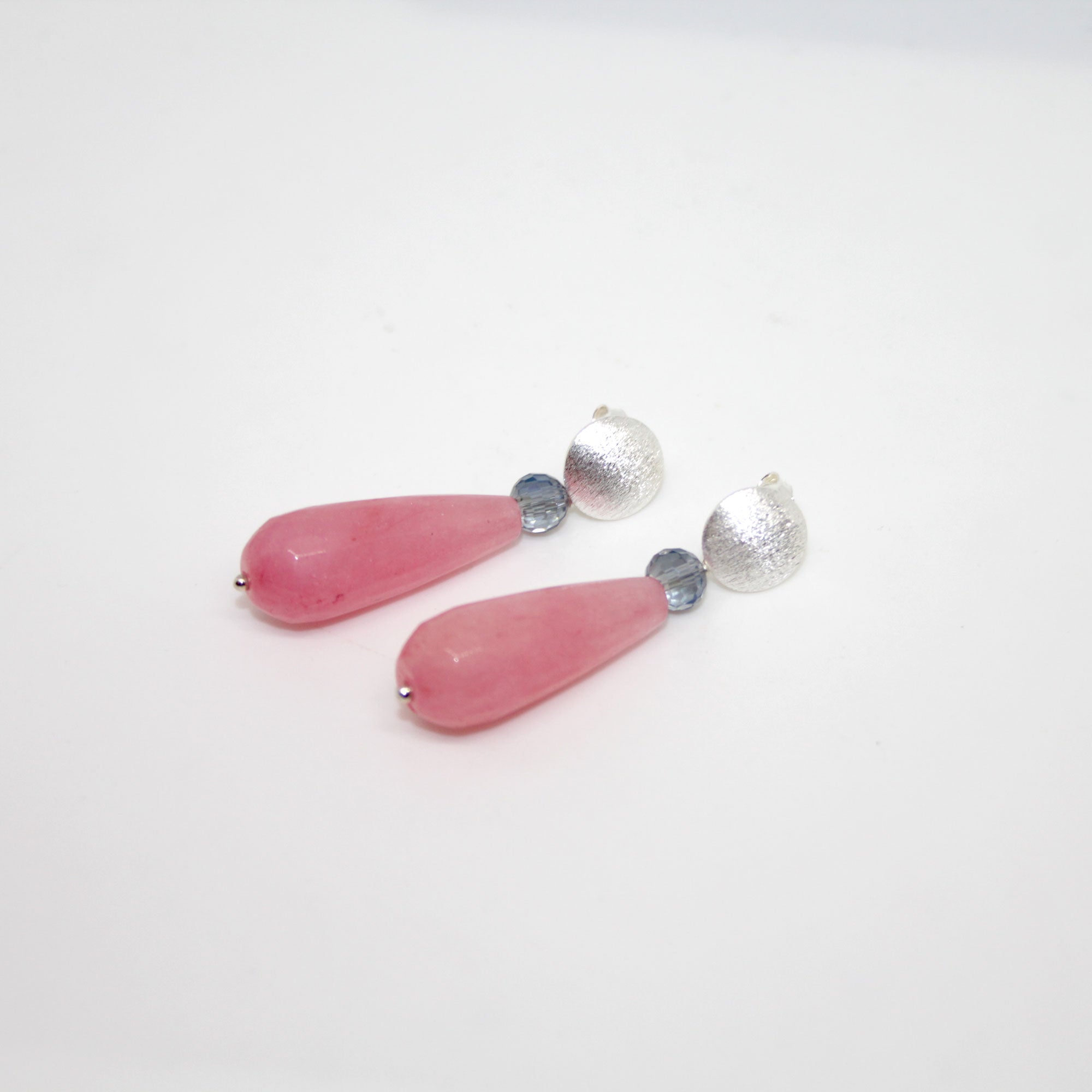Rhodochrosit Jade Drop Ohrring handgefertigt in Österreich