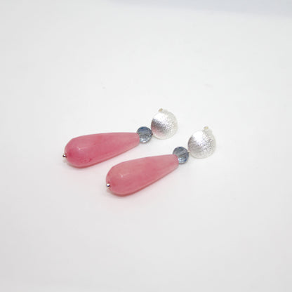 Rhodochrosit Jade Drop Ohrring handgefertigt in Österreich