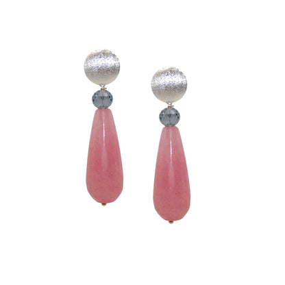 Rhodochrosit Jade Drop Ohrring handgefertigt in Österreich