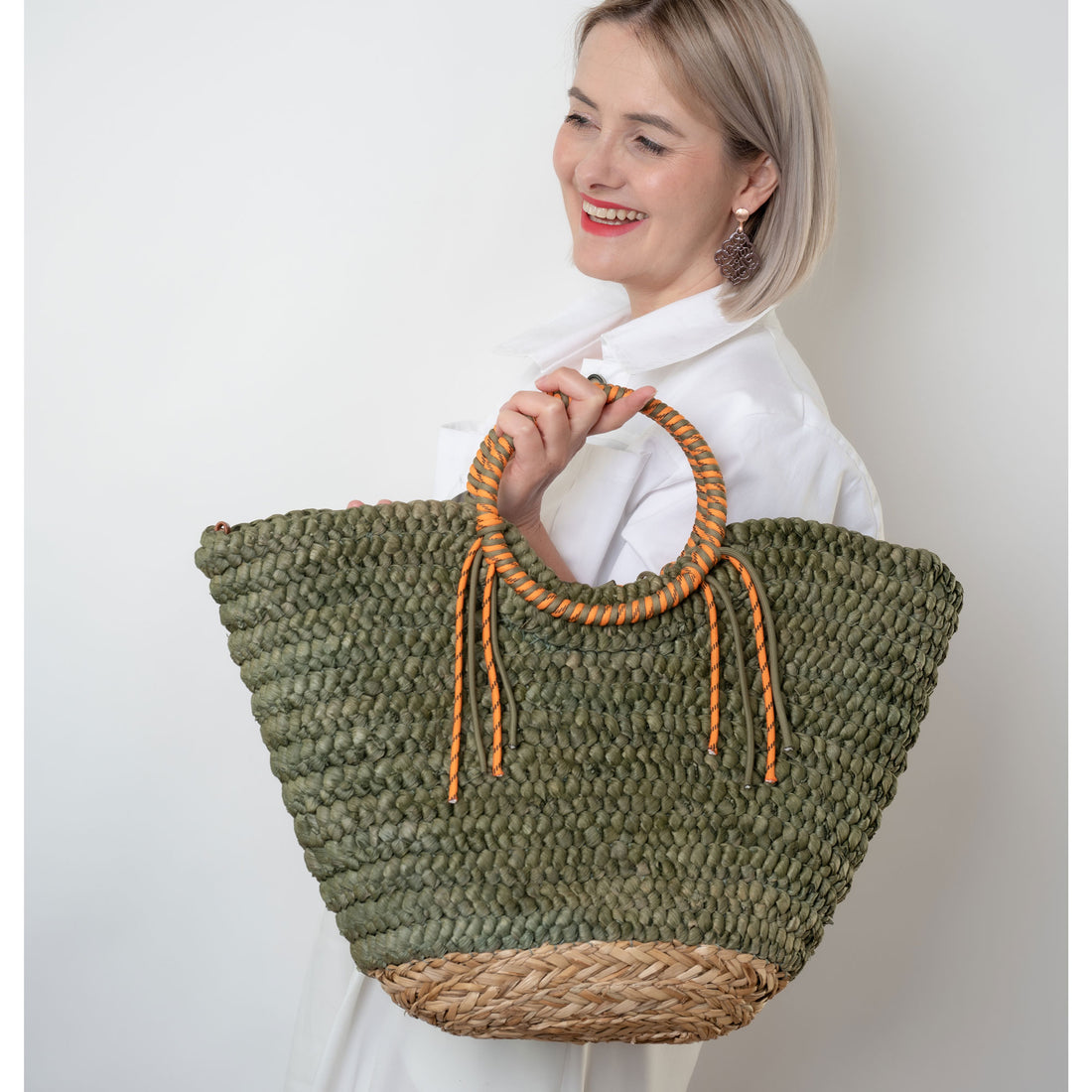 Basket Beach Bag Emma Olive