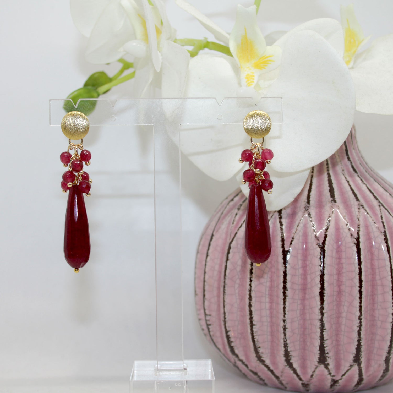 Variety Star Jade Burgundy Ohrring handgefertigt