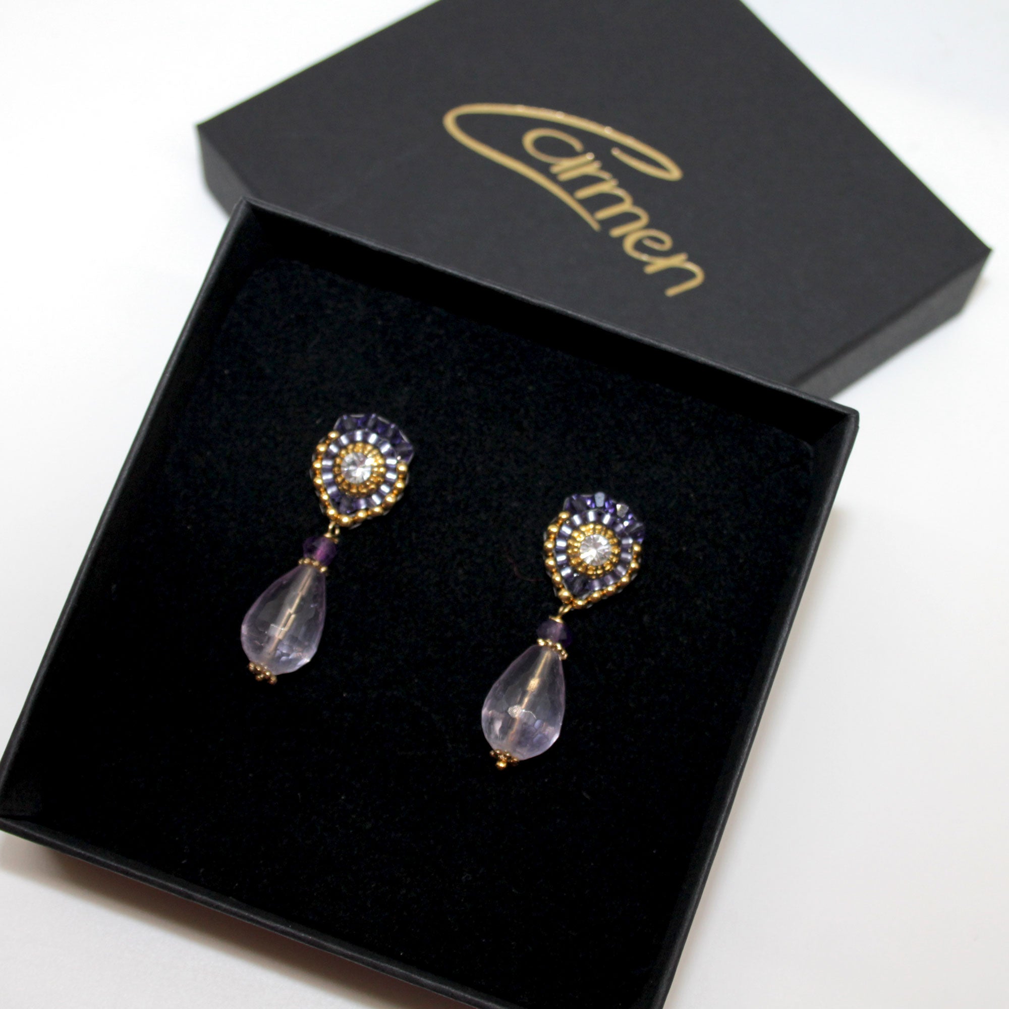 Small Amethyst Sprinkle Ohrring handgefertigt in Österreich