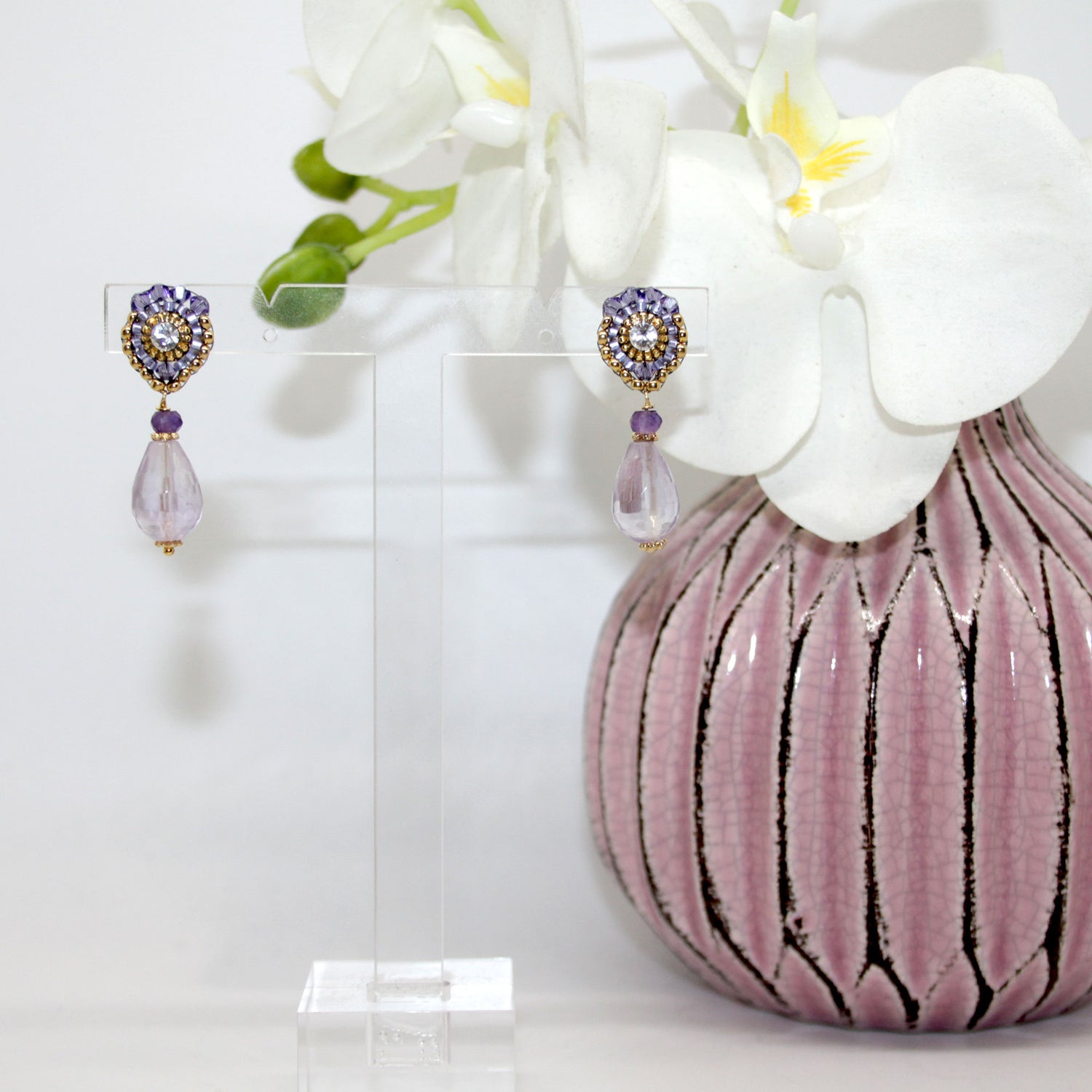Small Amethyst Sprinkle Ohrring handgefertigt in Österreich
