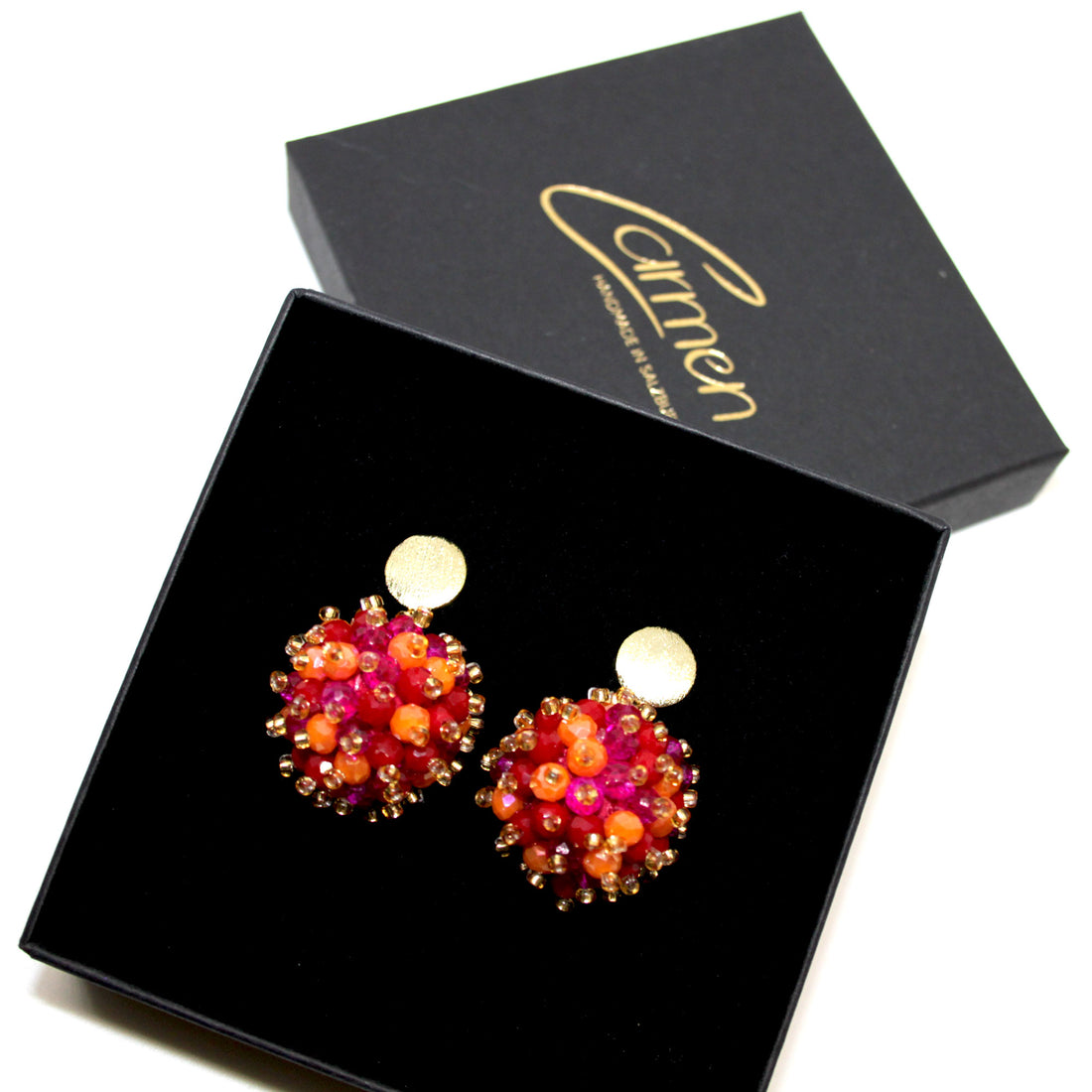 Beerenohrring Orange-Pink