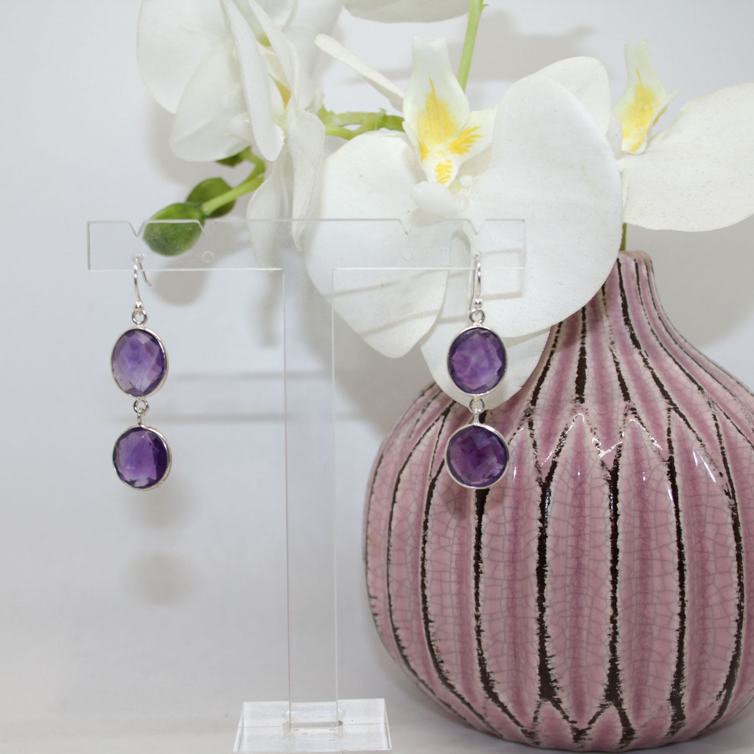Double Amethyst Ohrring