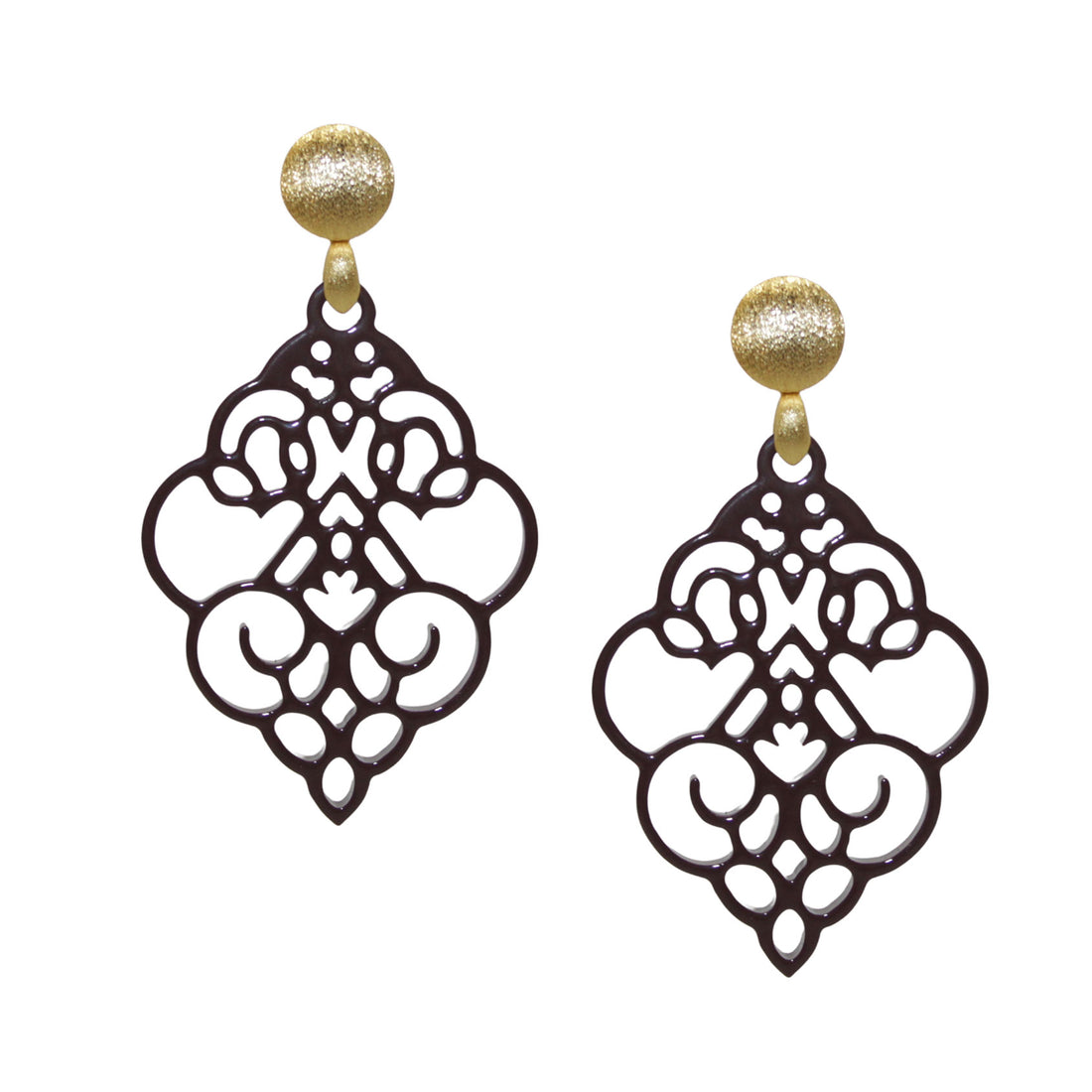 Hornohrringe elegante Lilie Braun