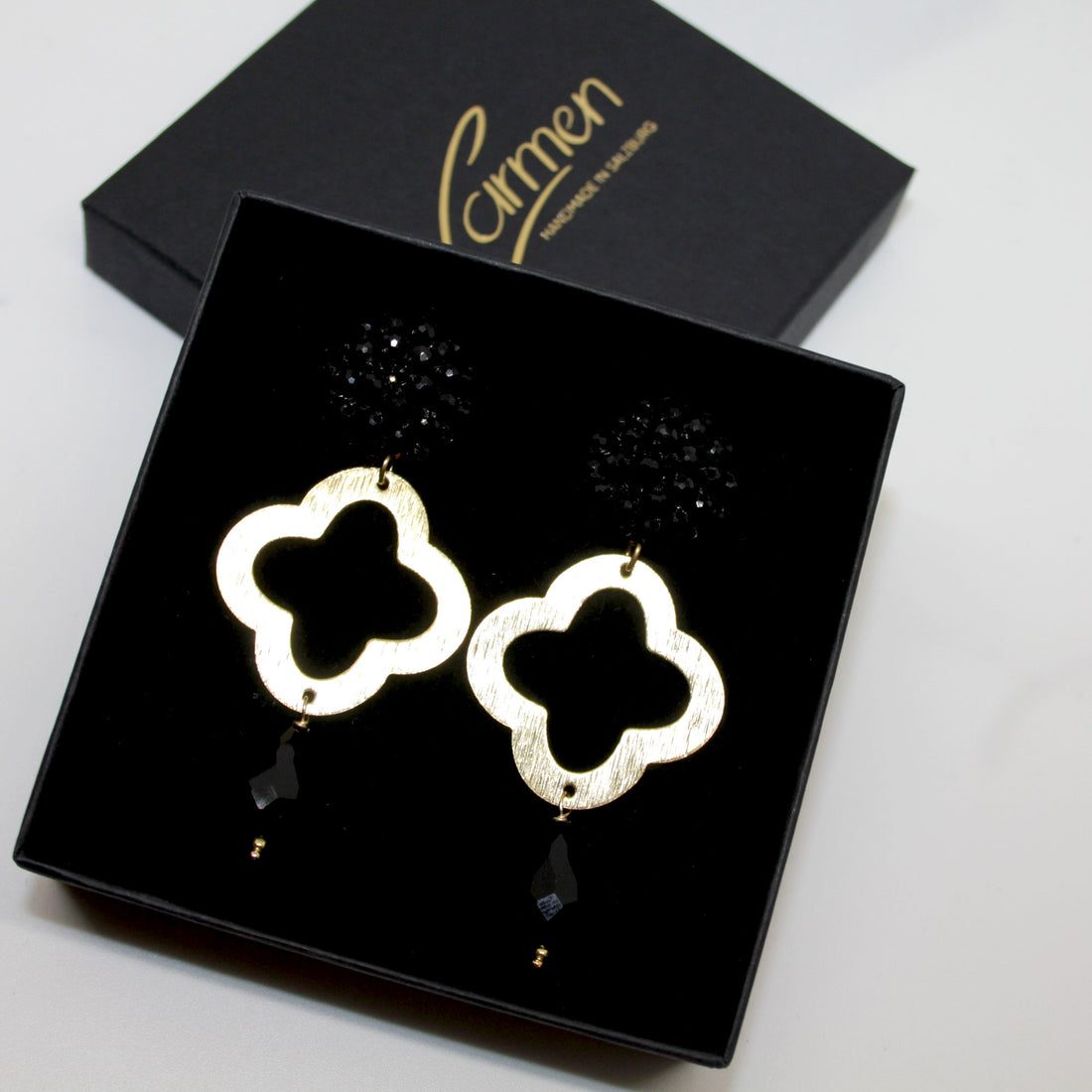 Lucky Clover Black Ohrring