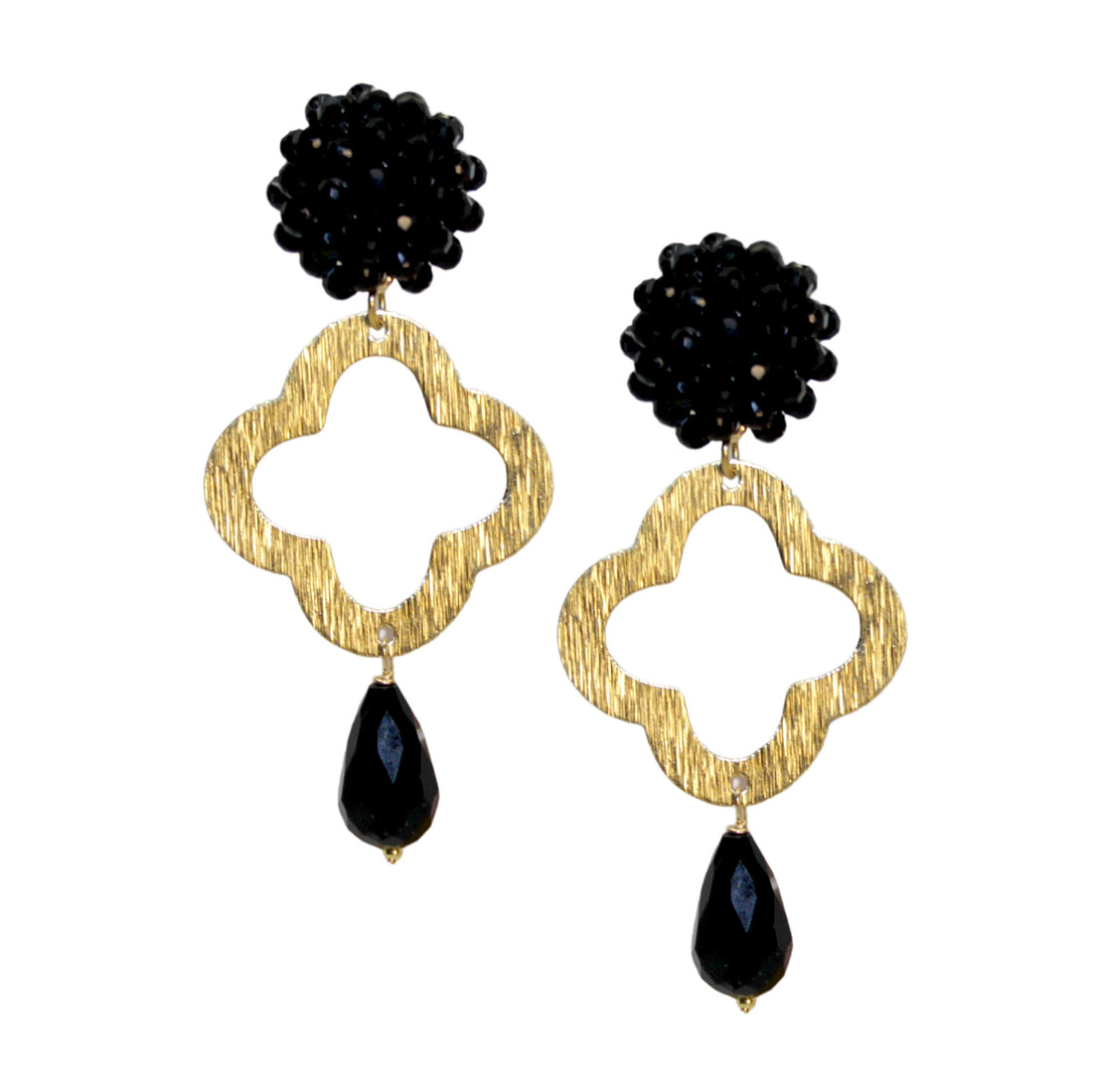 Lucky Clover Black Ohrring